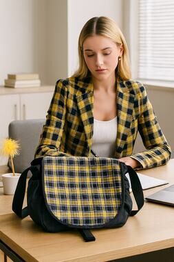 LL.Bean Yellow Plaid Messenger Bag NWT– Clueless   Gorpcore Preppy Laptop Office